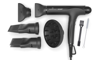 Black SuperHP Hair Dryer - Includes diffuser, 2 concentrator nozzles, 2 comb attachments & 2 cleaning brushes