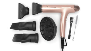 Rose Gold SuperHP Hair Dryer - Includes diffuser, 2 concentrator nozzles, 2 comb attachments & 2 cleaning brushes