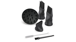 4-pc SuperHP attachments: fine-tooth & wide-tooth combs, 2 3/4” concentrator nozzle & cleaning brush