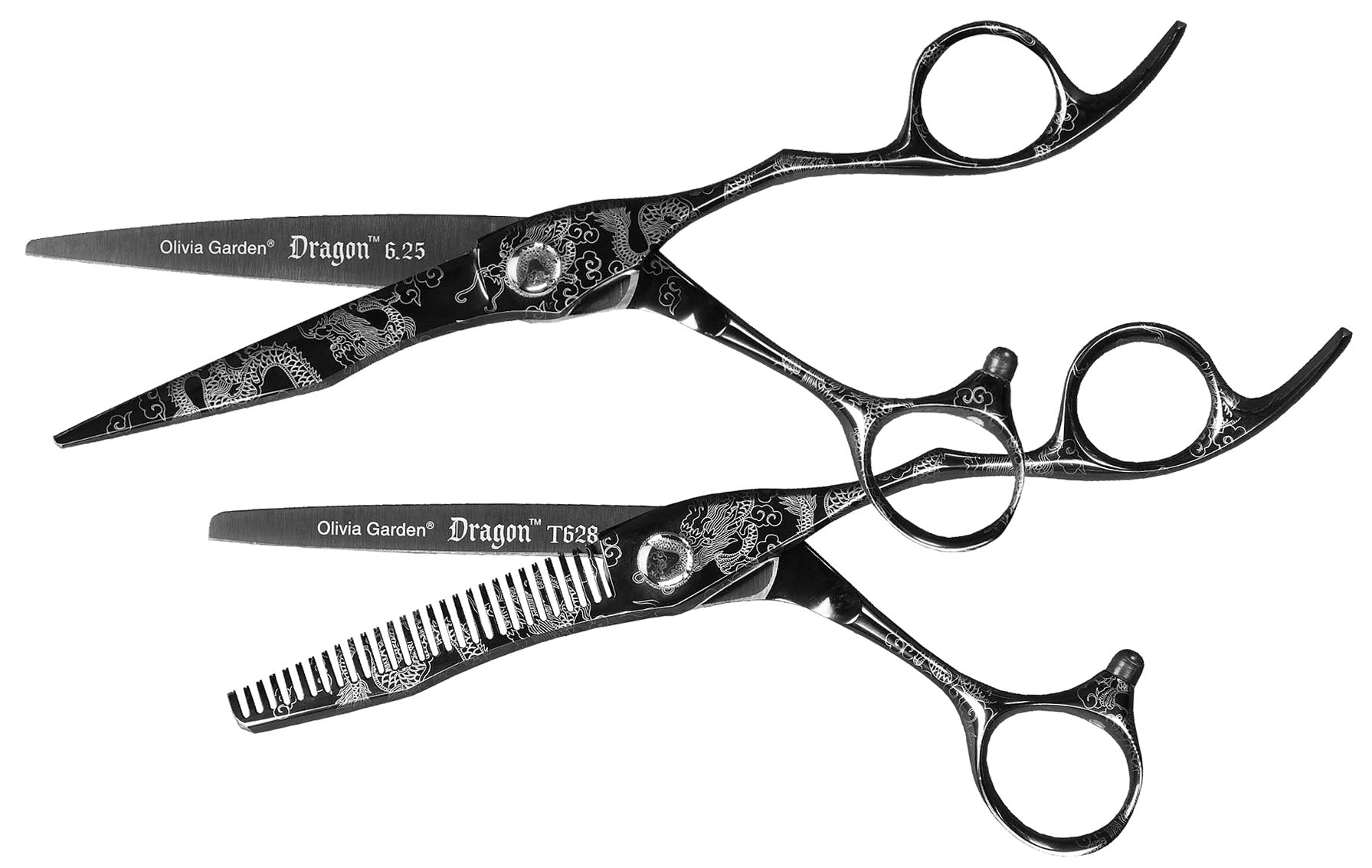garden shear scissors Olivia Garden Dragon Shear and Thinner Zipper Case Deal (6.25" Contains: Dr 625, Dr T628)