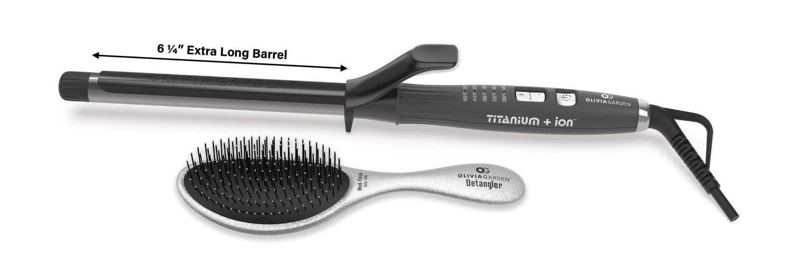 3/4" EXTRA LONG Titanium+ion Curling iron with FREE brush
