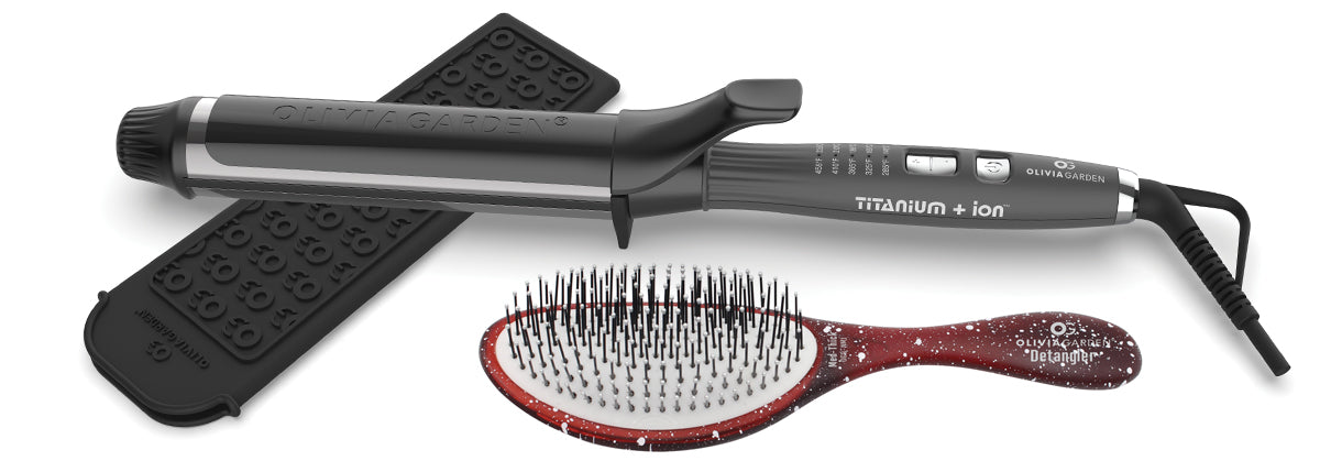 Titanium + ion Curling Iron with FREE GIFT - Olivia Garden