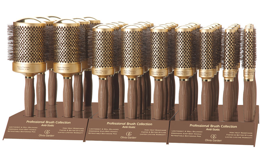 Olivia Garden Gold Round NanoThermic Hair Brush Set - Brown/Gold Hair brushes: NanoThermic PowerGrip | Olivia Garden main image 2